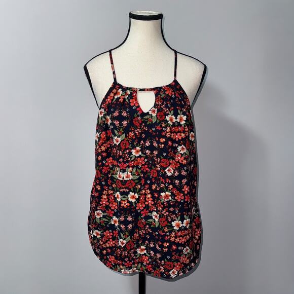 Blu rain Floral tank top blouse with keyhole women's size medium - Picture 5 of 8
